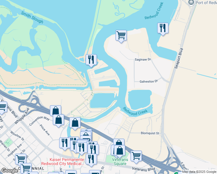 map of restaurants, bars, coffee shops, grocery stores, and more near 702 Bair Island Road in Redwood City