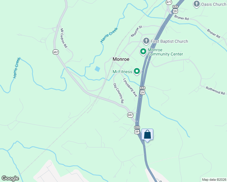 map of restaurants, bars, coffee shops, grocery stores, and more near Old Country Road in Monroe