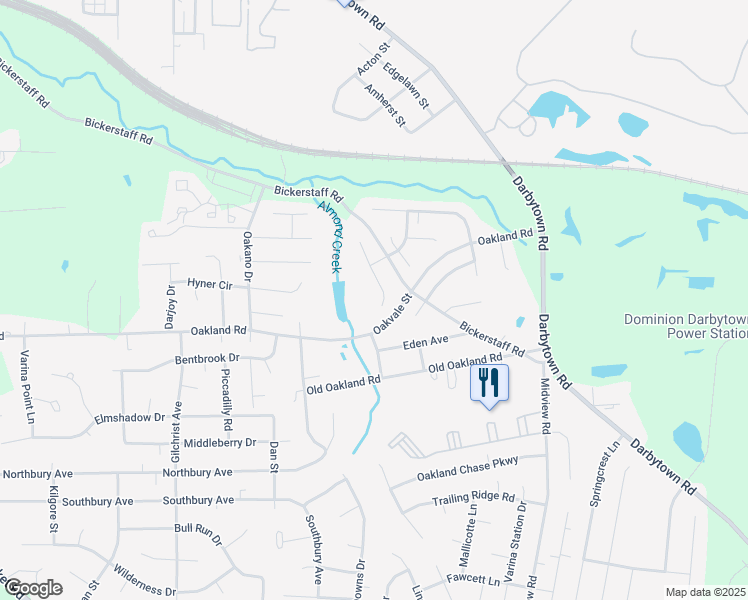 map of restaurants, bars, coffee shops, grocery stores, and more near 6120 Almond Creek Lane in Richmond