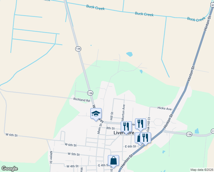 map of restaurants, bars, coffee shops, grocery stores, and more near 1009 Sand Hill Rd in Livermore