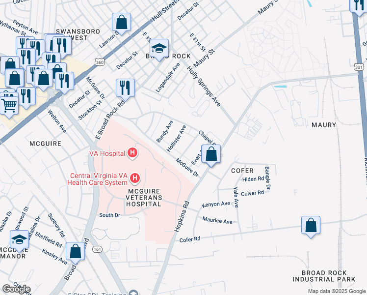 map of restaurants, bars, coffee shops, grocery stores, and more near 1220 Richeson Avenue in Richmond