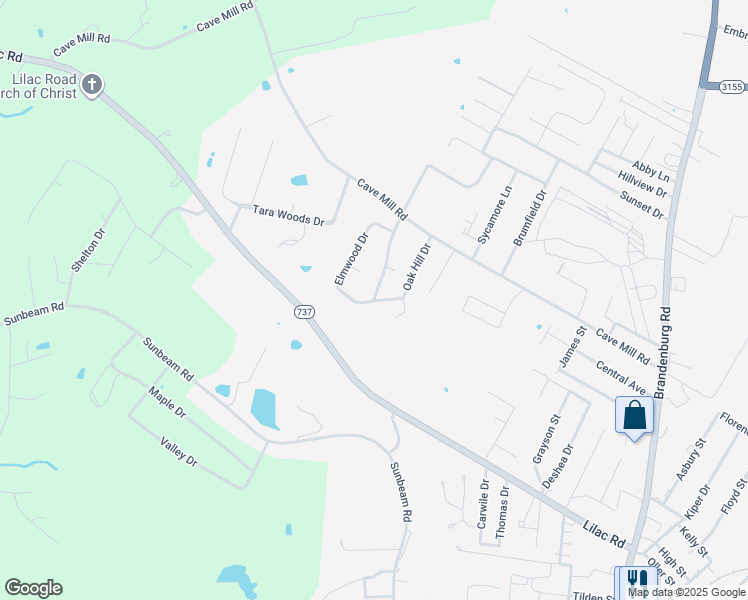 map of restaurants, bars, coffee shops, grocery stores, and more near 1200 Hickorywood Dr in Leitchfield