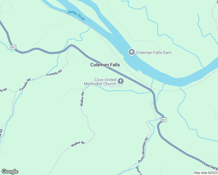 map of restaurants, bars, coffee shops, grocery stores, and more near 1192 Walker Road in Coleman Falls