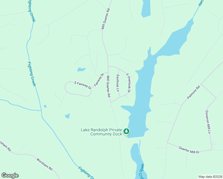 map of restaurants, bars, coffee shops, grocery stores, and more near 1412 Mill Quarter Road in Powhatan