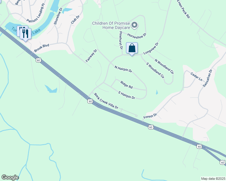 map of restaurants, bars, coffee shops, grocery stores, and more near 3301 South Hairpin Drive in Quinton