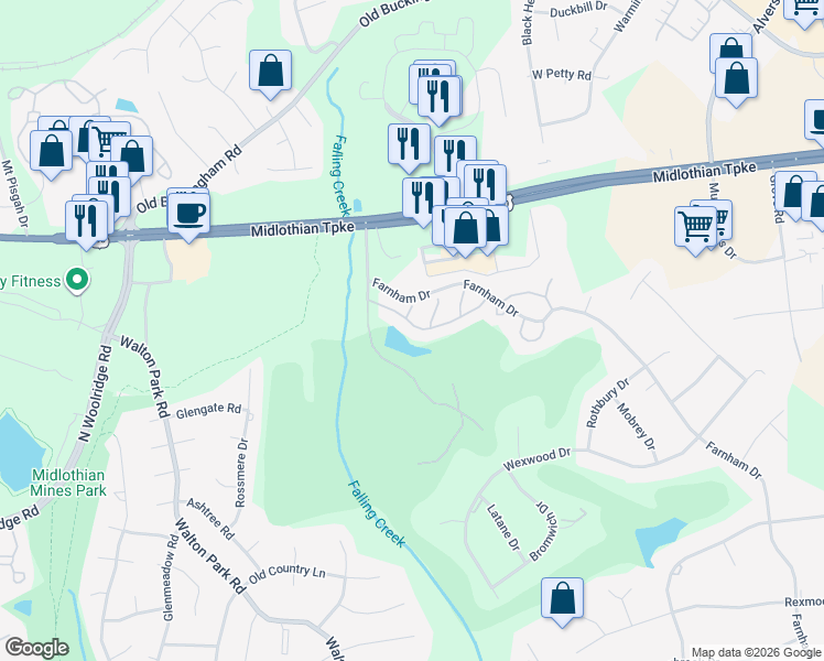 map of restaurants, bars, coffee shops, grocery stores, and more near 615 Hazeltine Court in Richmond