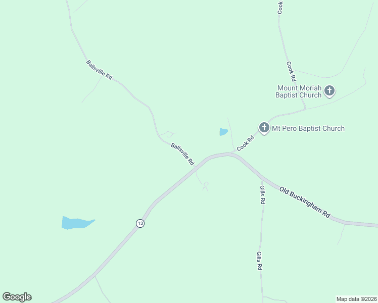 map of restaurants, bars, coffee shops, grocery stores, and more near 1506 Ballsville Road in Powhatan