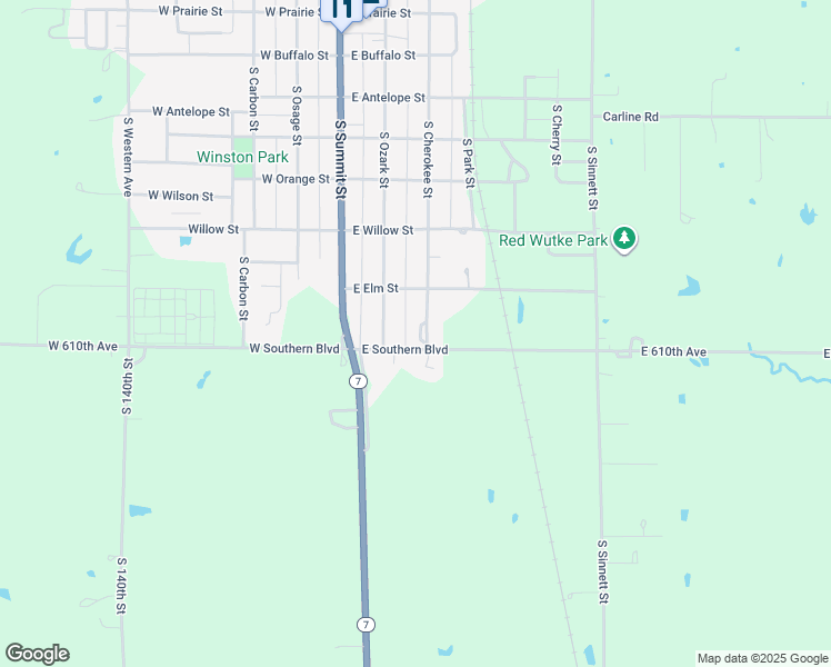 map of restaurants, bars, coffee shops, grocery stores, and more near 855-893 South Cherokee Street in Girard