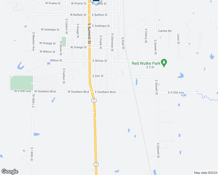 map of restaurants, bars, coffee shops, grocery stores, and more near 855-893 South Cherokee Street in Girard