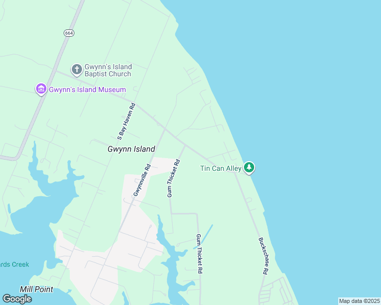 map of restaurants, bars, coffee shops, grocery stores, and more near Old Ferry Road in Gwynn