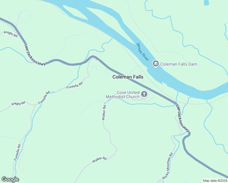 map of restaurants, bars, coffee shops, grocery stores, and more near 1183-1299 Walker Road in Coleman Falls