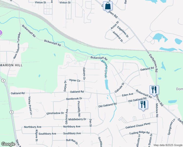 map of restaurants, bars, coffee shops, grocery stores, and more near 1420 Almondberry Place in Richmond