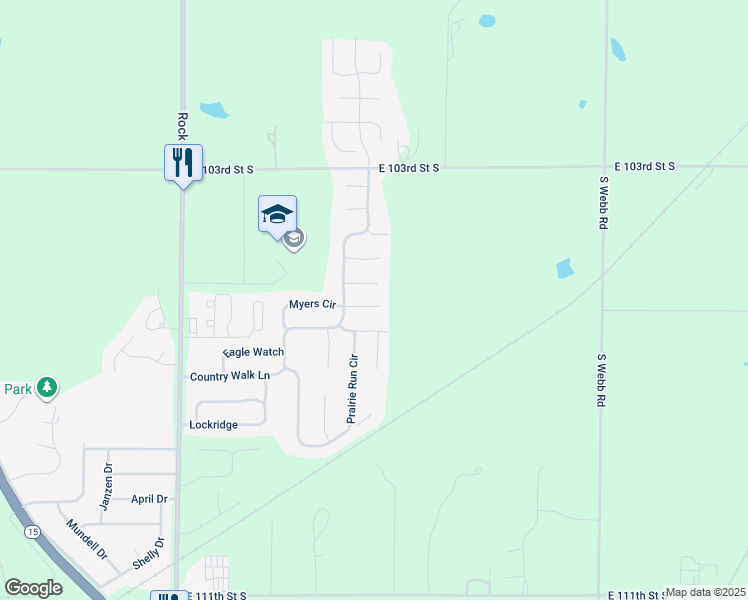 map of restaurants, bars, coffee shops, grocery stores, and more near 422 East Myers Court in Mulvane