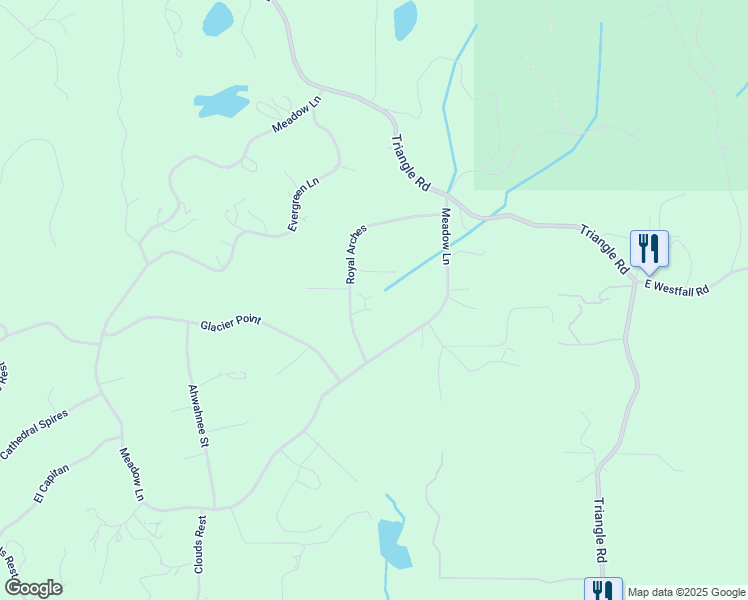 map of restaurants, bars, coffee shops, grocery stores, and more near 5585 Royal Arches in Mariposa