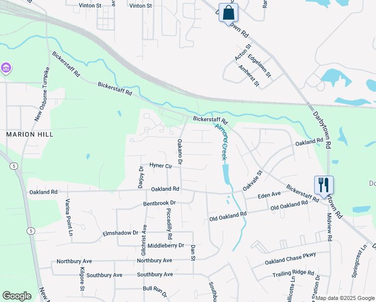 map of restaurants, bars, coffee shops, grocery stores, and more near 1408 Almondberry Place in Richmond