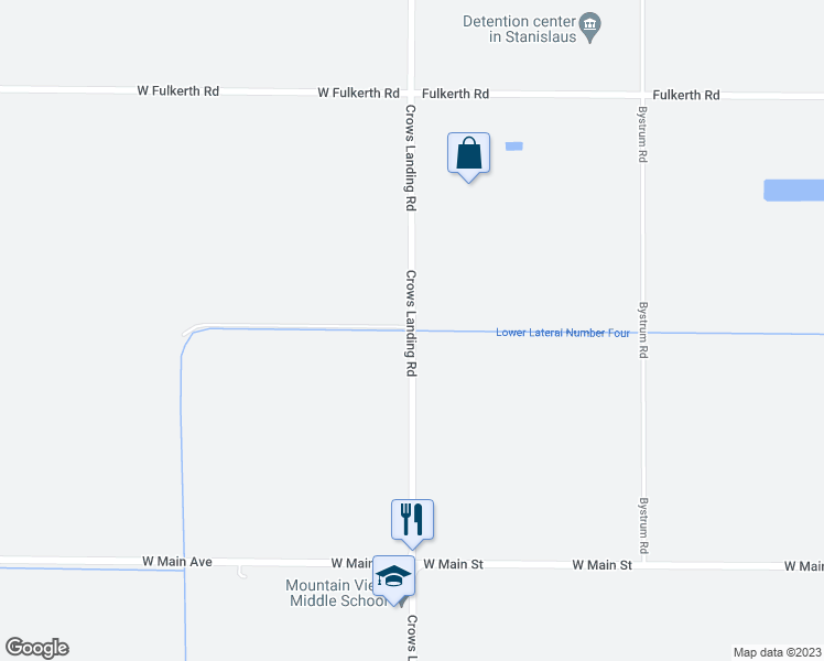 map of restaurants, bars, coffee shops, grocery stores, and more near 9473 Crows Landing Road in Stanislaus