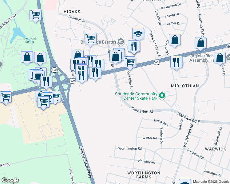map of restaurants, bars, coffee shops, grocery stores, and more near 306 Carnation Street in Richmond