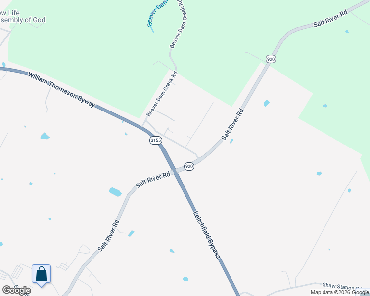 map of restaurants, bars, coffee shops, grocery stores, and more near 1 Johnson Way Road in Leitchfield