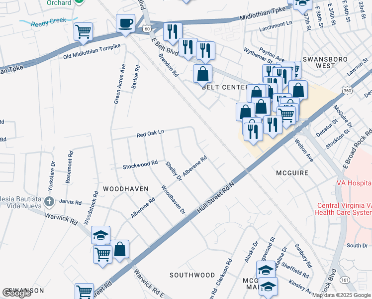 map of restaurants, bars, coffee shops, grocery stores, and more near 637 Dixon Drive in Richmond