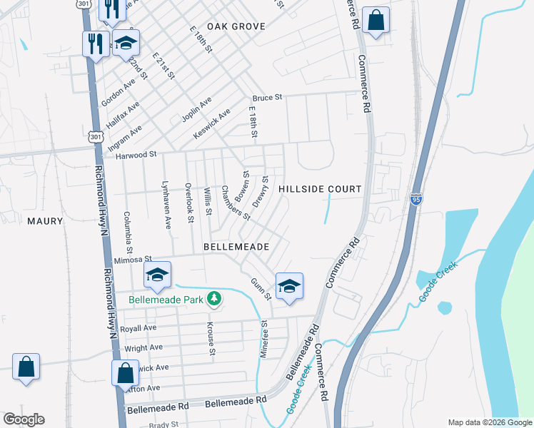 map of restaurants, bars, coffee shops, grocery stores, and more near in Richmond