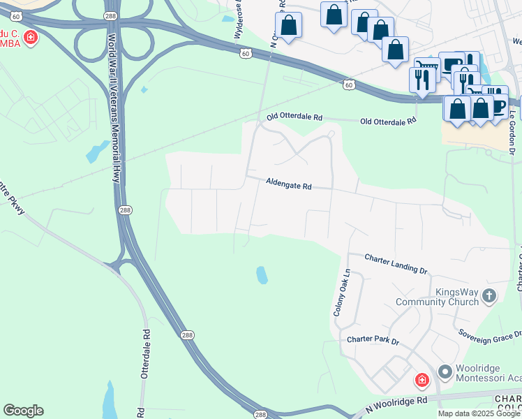 map of restaurants, bars, coffee shops, grocery stores, and more near 431 Charlemagne Road in Midlothian