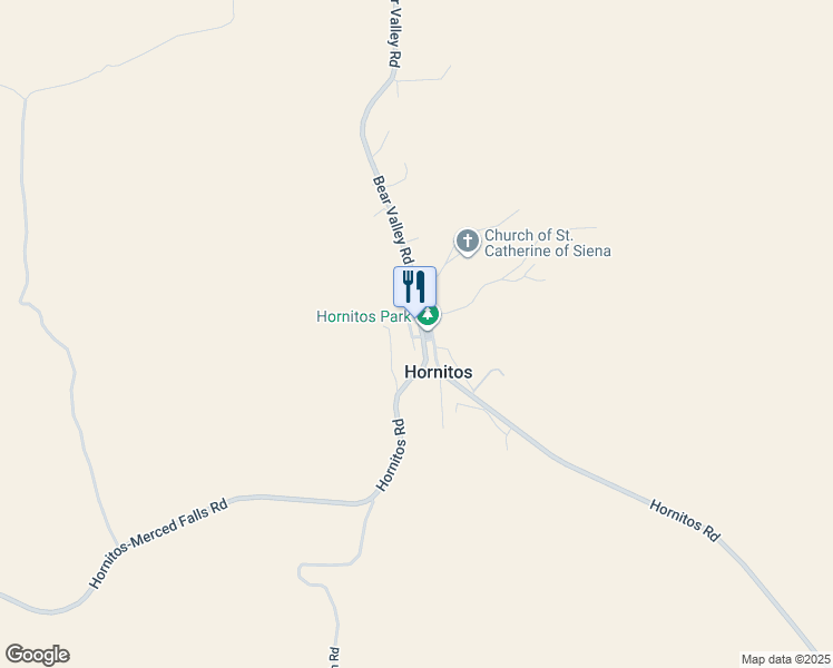 map of restaurants, bars, coffee shops, grocery stores, and more near 2877 Bear Valley Road in Hornitos