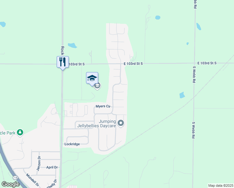 map of restaurants, bars, coffee shops, grocery stores, and more near 1907 North Country Walk Lane in Mulvane