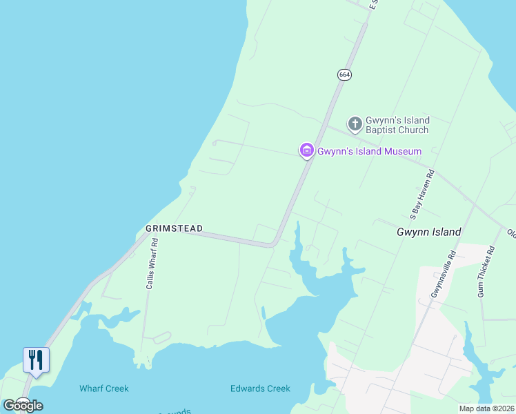 map of restaurants, bars, coffee shops, grocery stores, and more near State Route 633 in Gwynn