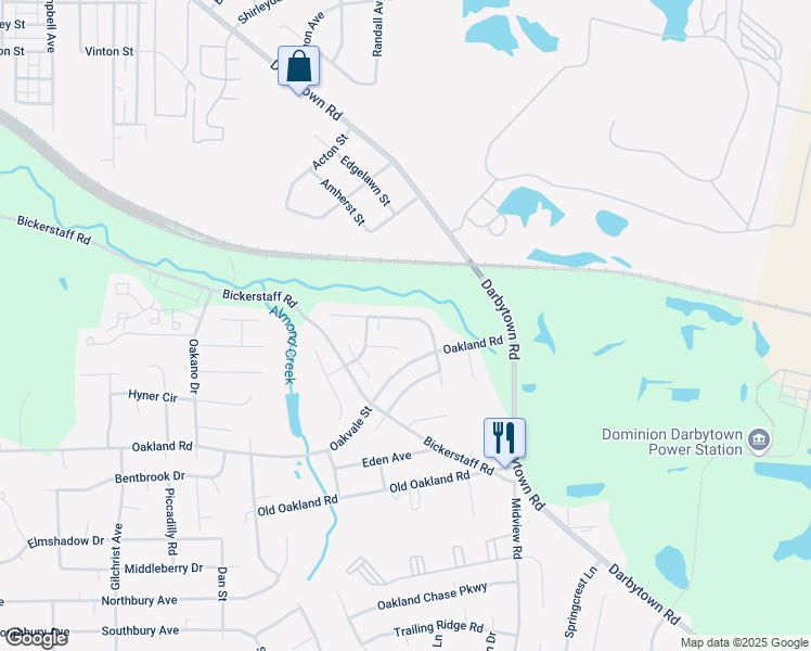 map of restaurants, bars, coffee shops, grocery stores, and more near 6024 Almond Creek North Lane in Richmond