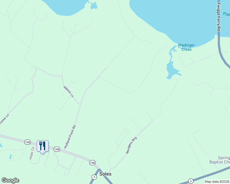 map of restaurants, bars, coffee shops, grocery stores, and more near Wading Creek Road in Dutton