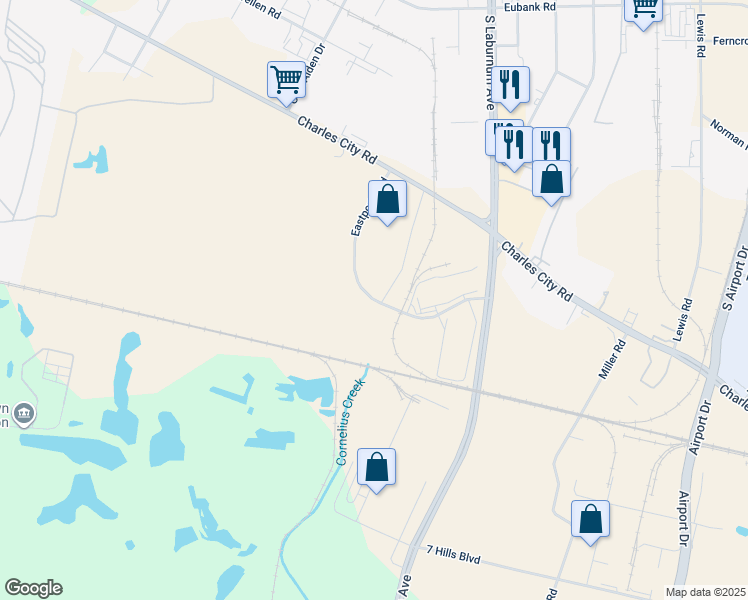 map of restaurants, bars, coffee shops, grocery stores, and more near 5702 Eastport Boulevard in Henrico