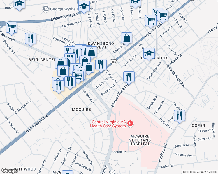 map of restaurants, bars, coffee shops, grocery stores, and more near 3900 Stockton Street in Richmond