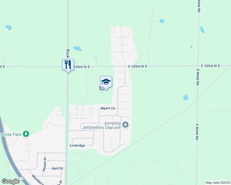 map of restaurants, bars, coffee shops, grocery stores, and more near 1907 North Country Walk Lane in Mulvane
