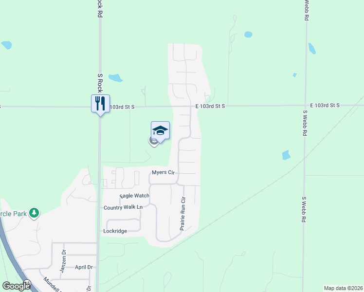 map of restaurants, bars, coffee shops, grocery stores, and more near 1907 North Country Walk Lane in Mulvane