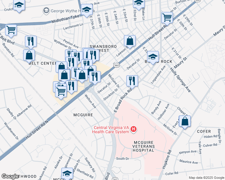 map of restaurants, bars, coffee shops, grocery stores, and more near 3900 Stockton Street in Richmond