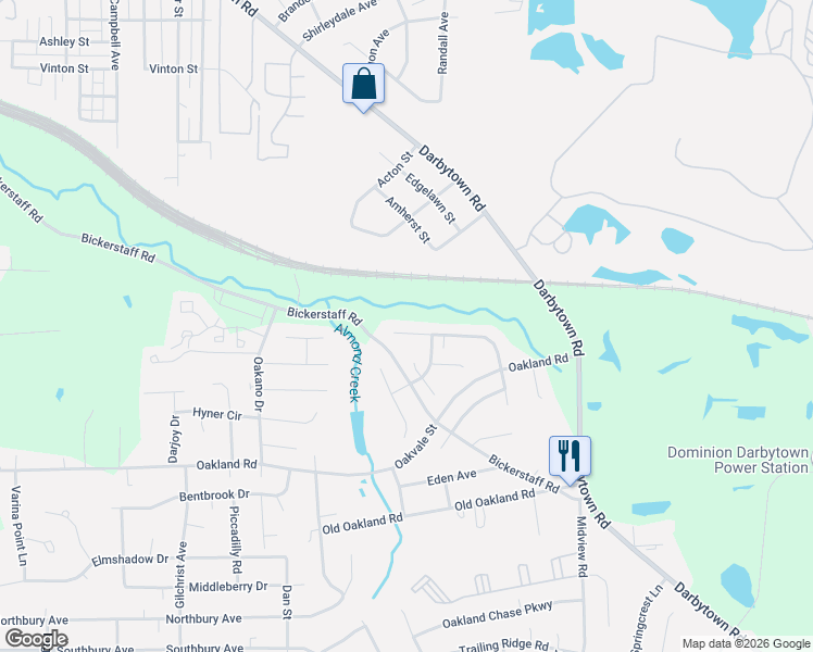 map of restaurants, bars, coffee shops, grocery stores, and more near 5912 Almond Creek North Lane in Richmond
