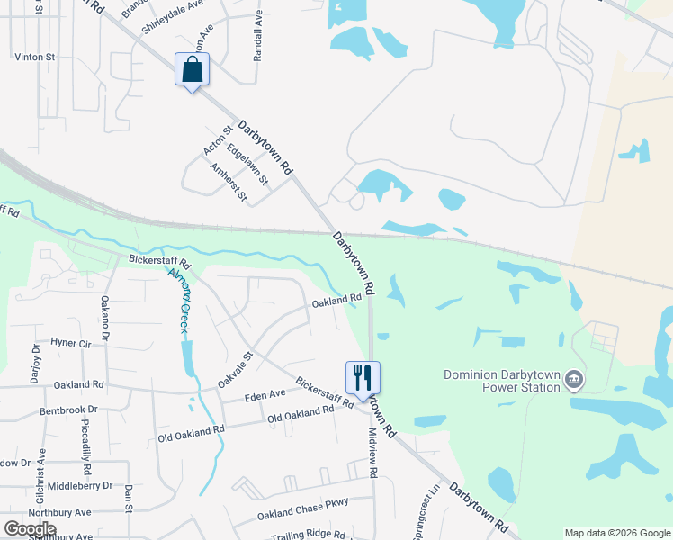 map of restaurants, bars, coffee shops, grocery stores, and more near 1789 Darbytown Road in Richmond