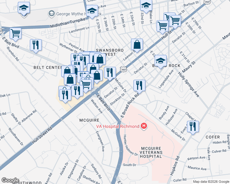 map of restaurants, bars, coffee shops, grocery stores, and more near 3900 Stockton Street in Richmond
