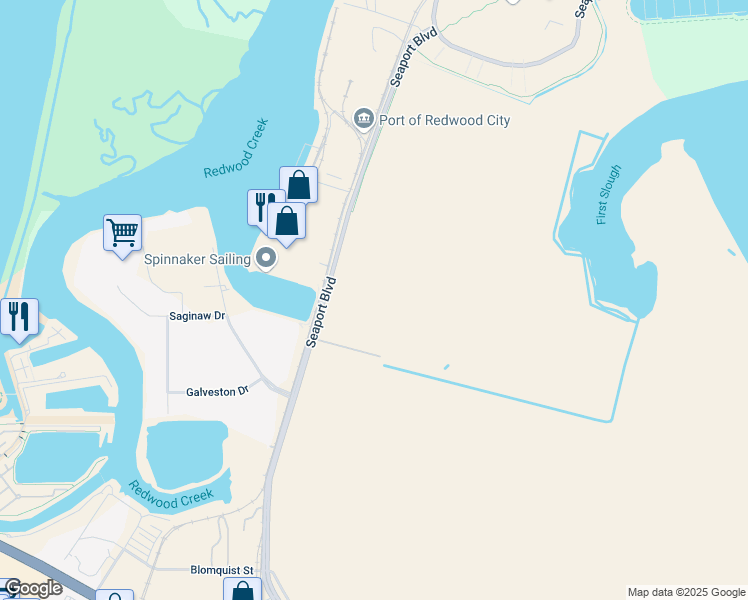 map of restaurants, bars, coffee shops, grocery stores, and more near in Redwood City