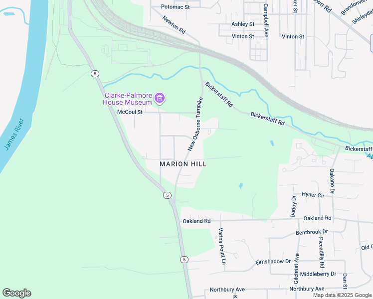 map of restaurants, bars, coffee shops, grocery stores, and more near 5906 New Osborne Turnpike in Richmond