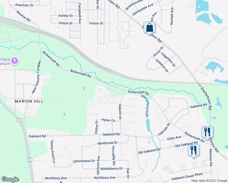 map of restaurants, bars, coffee shops, grocery stores, and more near 1401 Bickerstaff Road in Richmond
