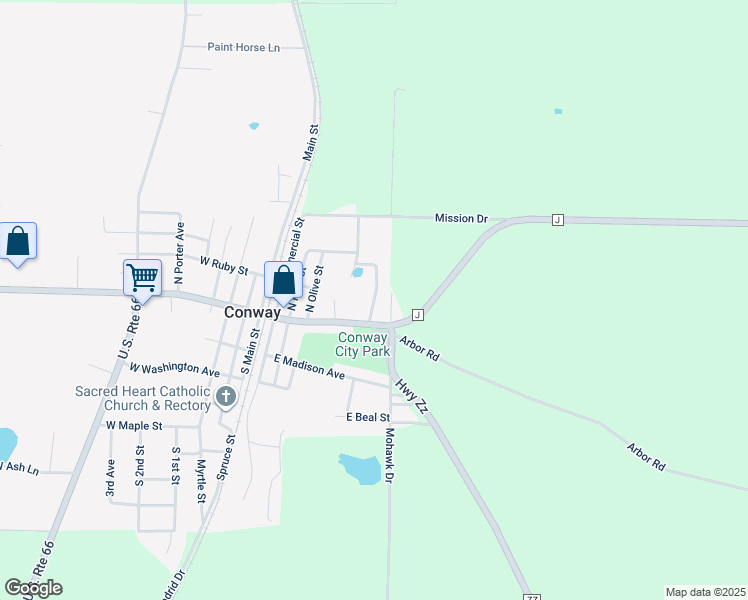 map of restaurants, bars, coffee shops, grocery stores, and more near 206 Randall Boulevard in Conway