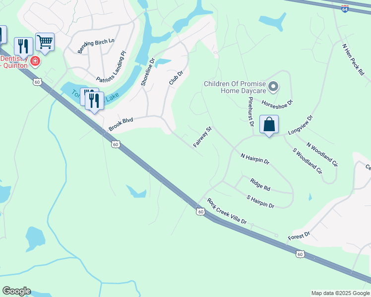 map of restaurants, bars, coffee shops, grocery stores, and more near 3013 Brook Boulevard in Quinton