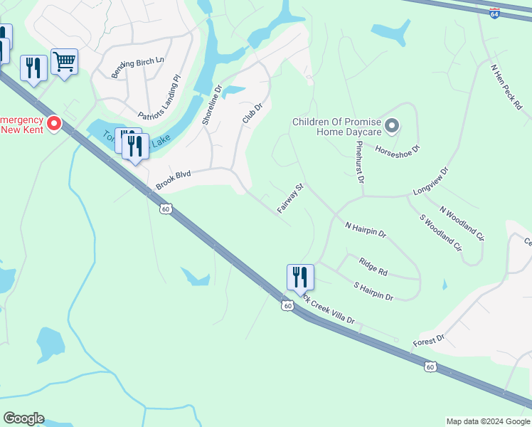 map of restaurants, bars, coffee shops, grocery stores, and more near 3013 Brook Boulevard in Quinton