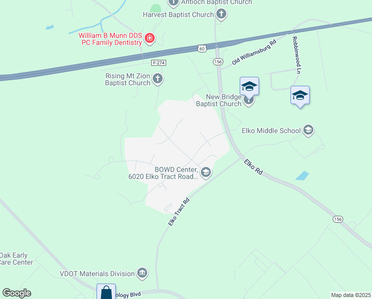 map of restaurants, bars, coffee shops, grocery stores, and more near 405 Iroquois Drive in Sandston