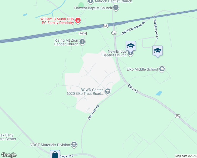 map of restaurants, bars, coffee shops, grocery stores, and more near 405 Iroquois Drive in Sandston