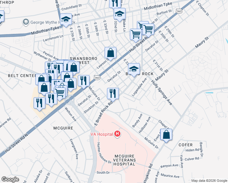 map of restaurants, bars, coffee shops, grocery stores, and more near 3608 Stockton Street in Richmond