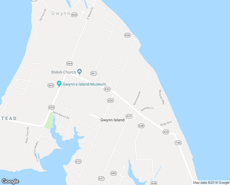 map of restaurants, bars, coffee shops, grocery stores, and more near State Route 633 in Gwynn