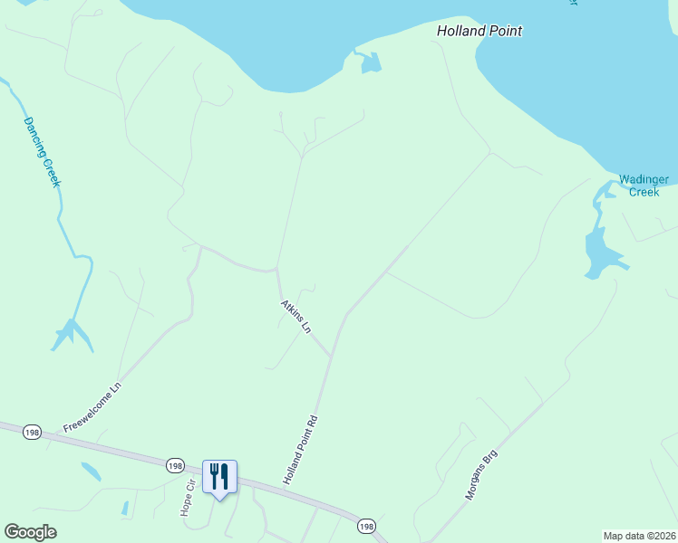 map of restaurants, bars, coffee shops, grocery stores, and more near Holland Point Road in Dutton