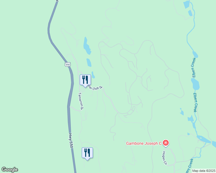 map of restaurants, bars, coffee shops, grocery stores, and more near 598 Glacier Club Drive in Durango
